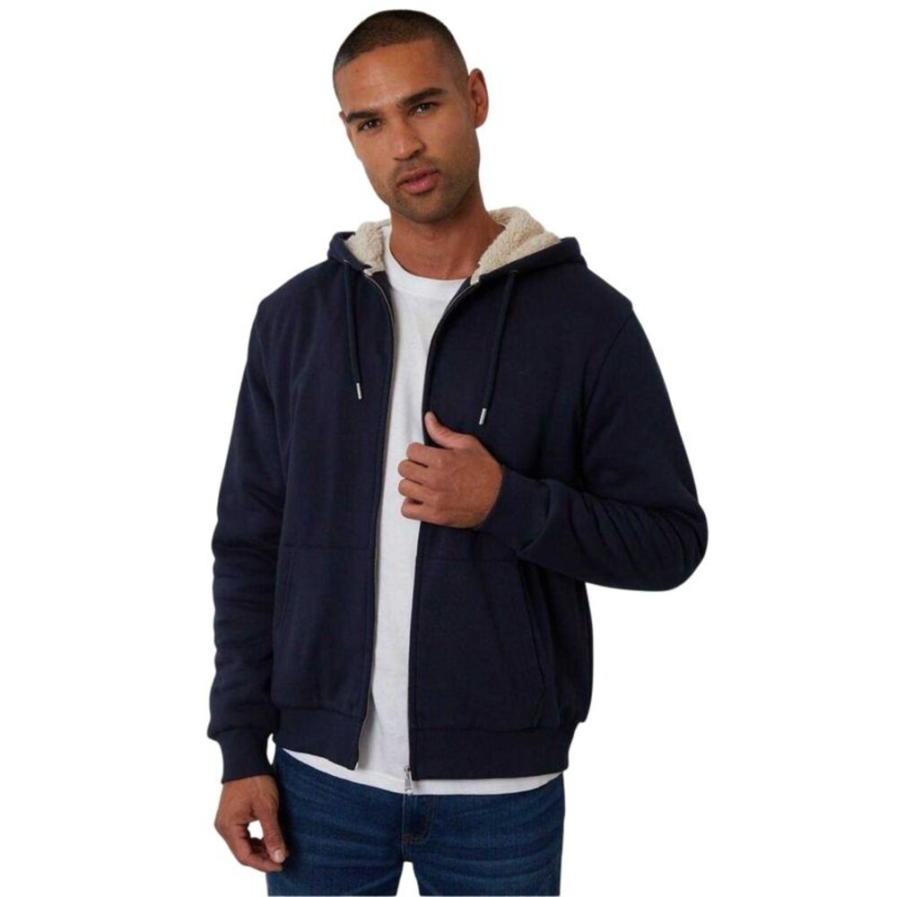 Threadbare Mens Borg Lined  Jacket / Navy/Cream
